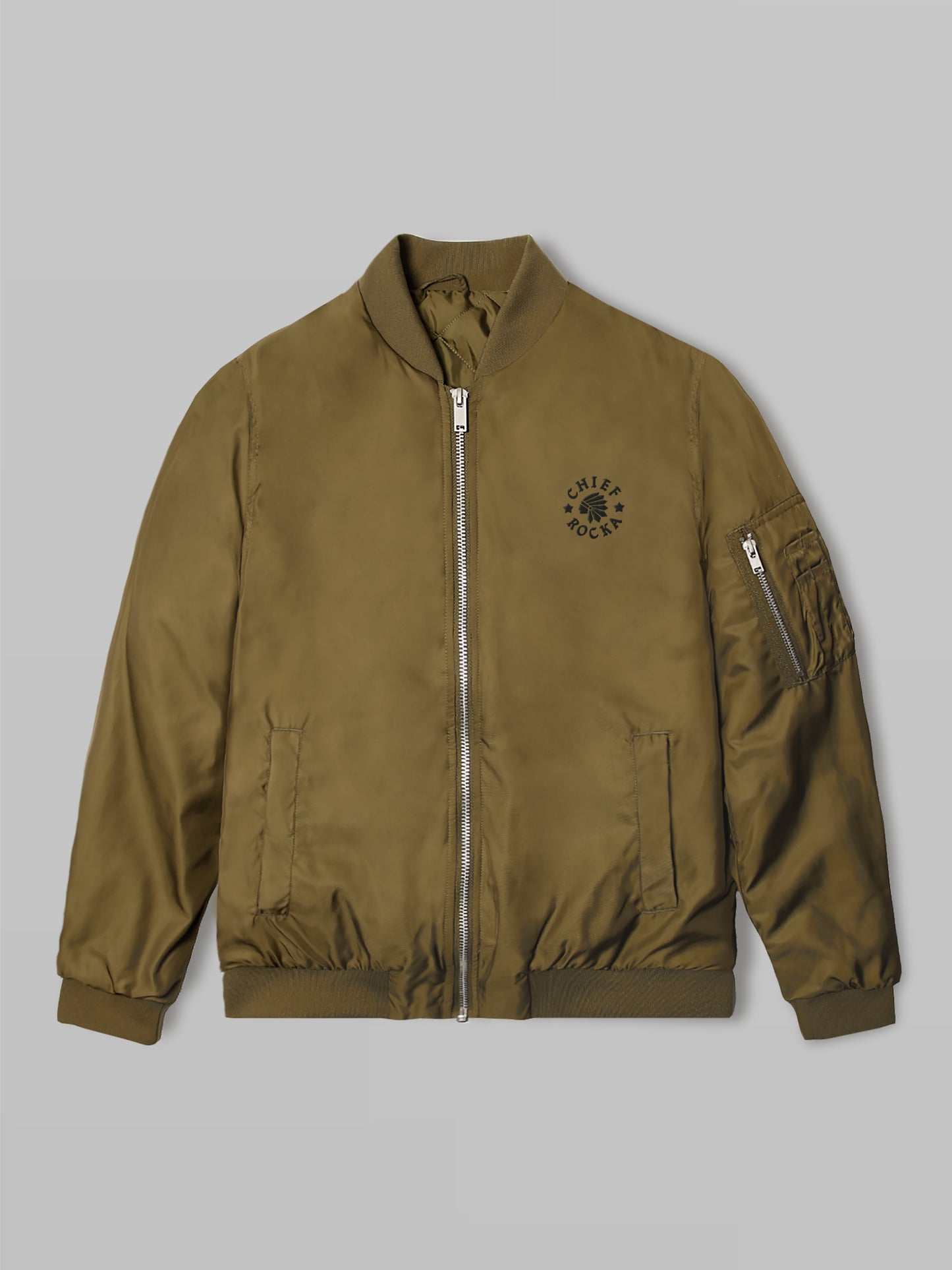 'Chief Rocka' Eco Bomber Jacket Khaki