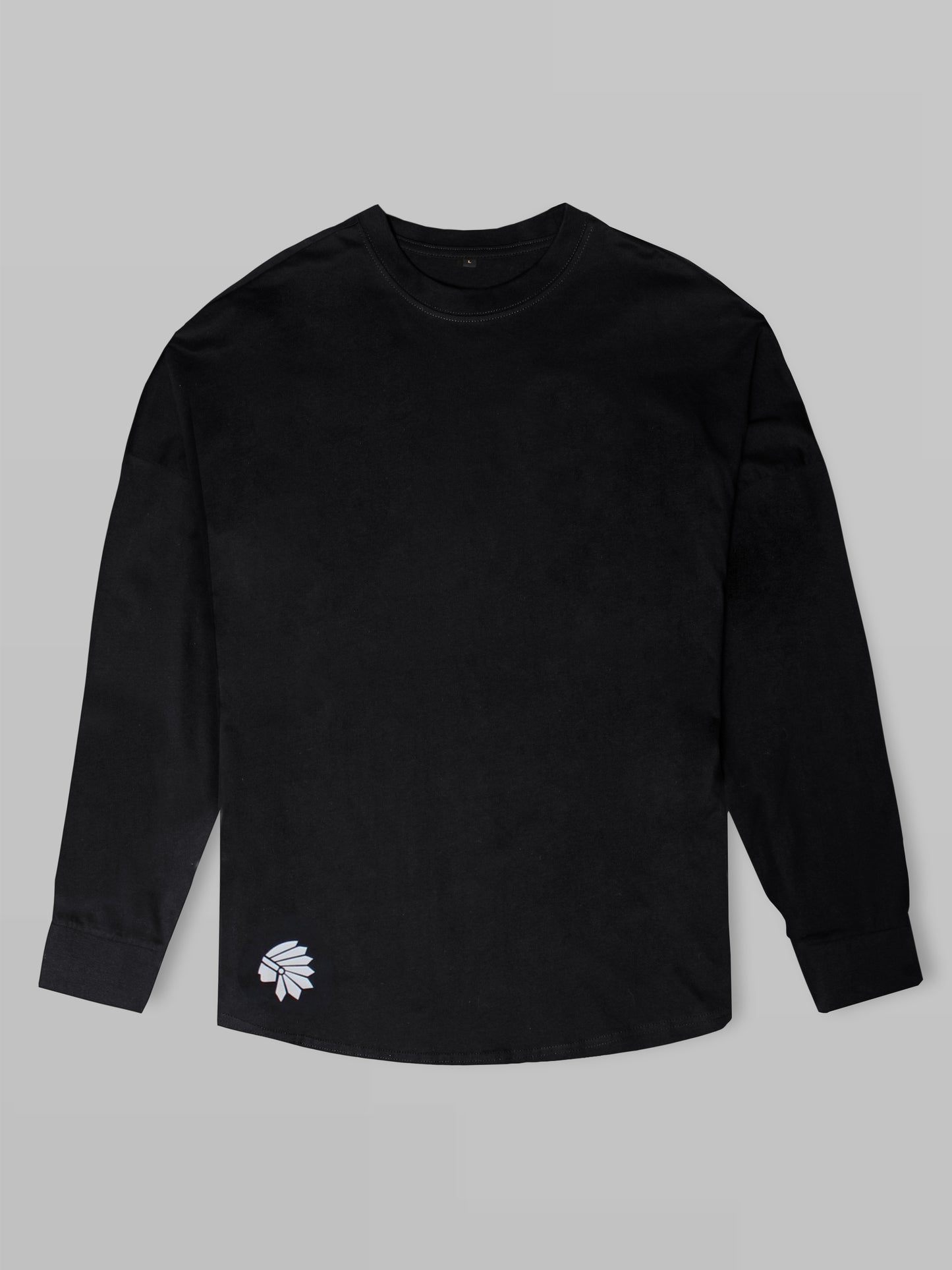 'Chief Skull' Oversized Long Sleeve T-Shirt Black