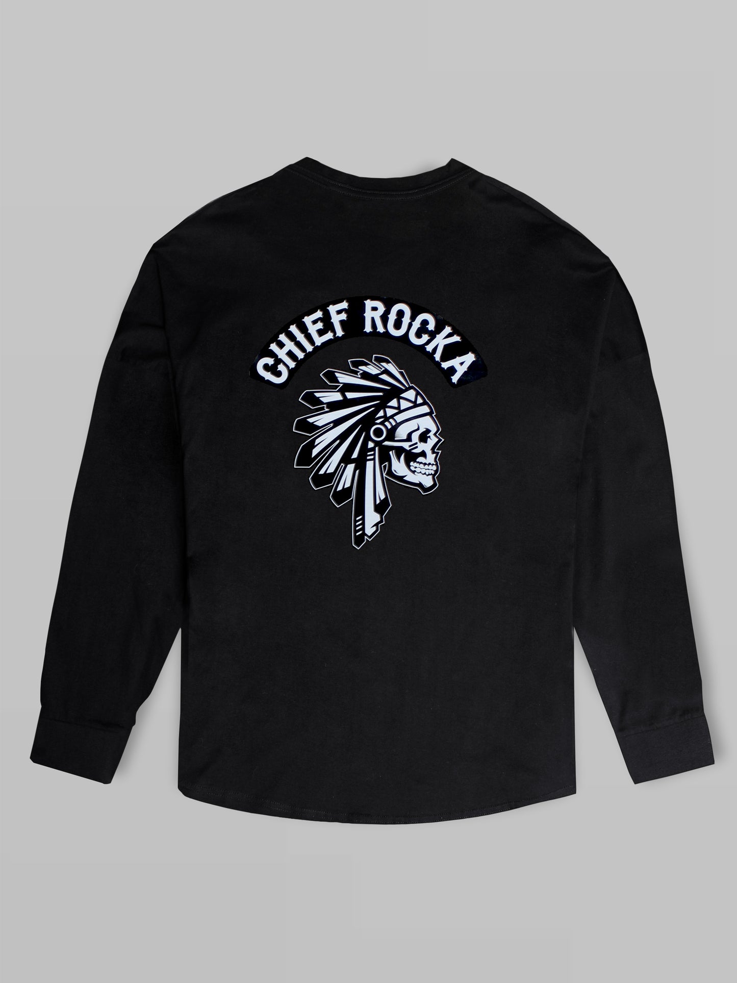 'Chief Skull' Oversized Long Sleeve T-Shirt Black