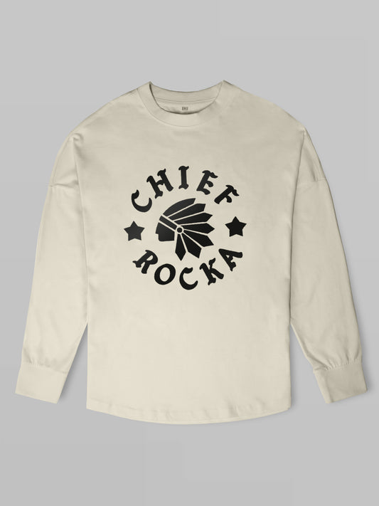 'Classic Chief Rocka' Oversized Long Sleeve T-Shirt Sand