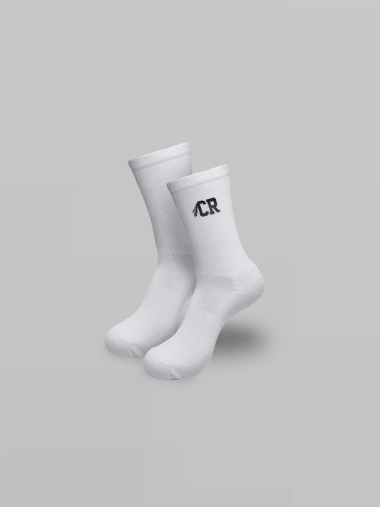 'CR' Socks White